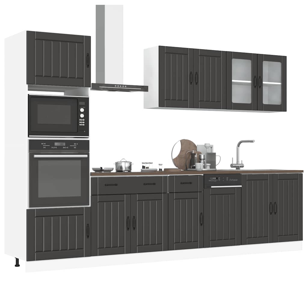 Ensemble d'armoires de cuisine 7 pcs Kalmar bois d'ingénierie Armoire，Buffet，Tiroir(s) Meuble Grand espace de rangement avec multiples composants ; Anti-graisse / anti-humidité et étanche ; Montage facile ; Matériaux durables et robustes, sans déformatio