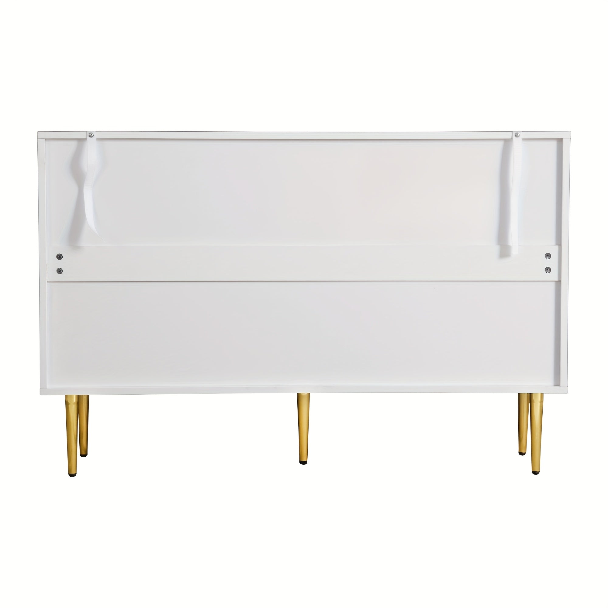 Commode avec 3 portes, avec pieds en métal et portes en verre, blanc, dimensions : 120 x 38 x 79,5 cm