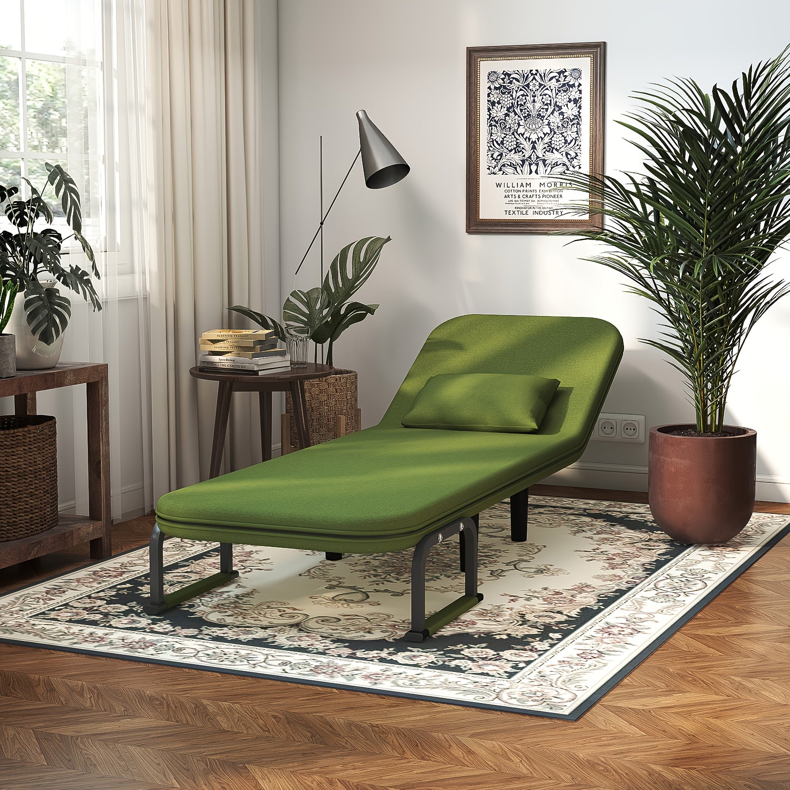 Fabulcozy Canapé-lit Convertible Réglable avec Coussins en Mousse à Memoire et Cadre Métallique - Divan Moderne Économiseur d'Espace pour Petits Appartements, Montage Facile, Disponibles en Noir, Marron, Vert, Jaune, Bleu, Gris – Idéal Salon, Chambre D’a