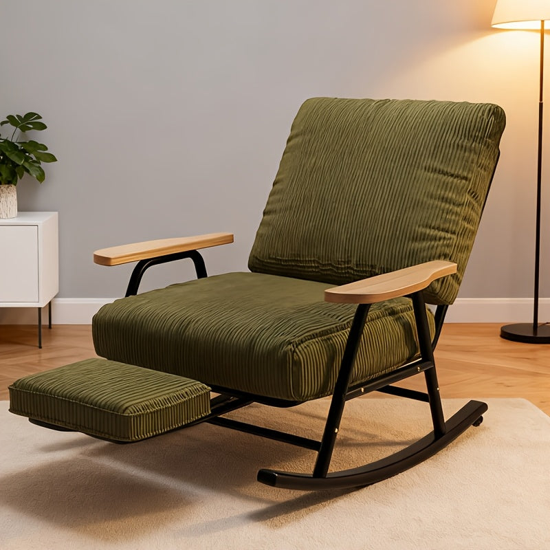 Fauteuil à Bascule Manuel - Fauteuil de Salon Robuste avec Siège Rembourré, Cadre en Bois d'Hevea Solide - Montage Facile pour Salon, Chambre ou Bureau - Finition Blanche - Design Motif Floral, Construction en Contreplaqué