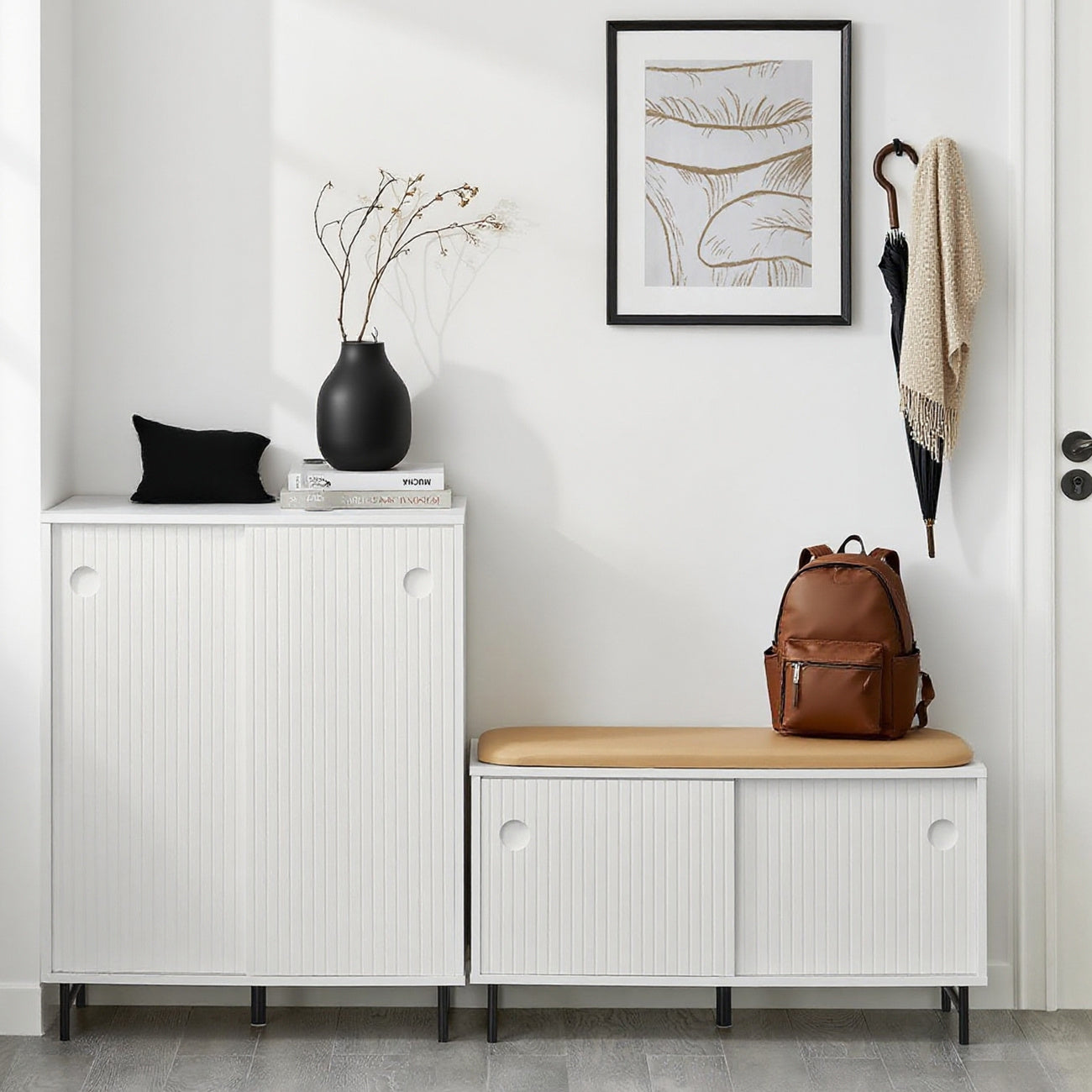 SoBuy Scarpiera avec siège blanc en mdf FSR116-W meubles de salle de bain accessoires de salle de bain meubles de salle de bain meubles auxiliaires de salle de bain, étagère à chaussures, banc de rangement de chaussures, organisateur de chaussures, solut