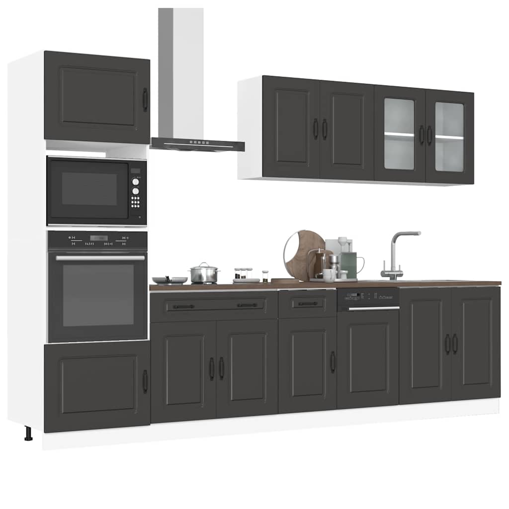 Ensemble d'armoires de cuisine 7 pcs Kalmar bois d'ingénierie Armoire，Buffet，Tiroir(s) Meuble Grand espace de rangement avec multiples composants ; Anti-graisse / anti-humidité et étanche ; Montage facile ; Matériaux durables et robustes, sans déformatio