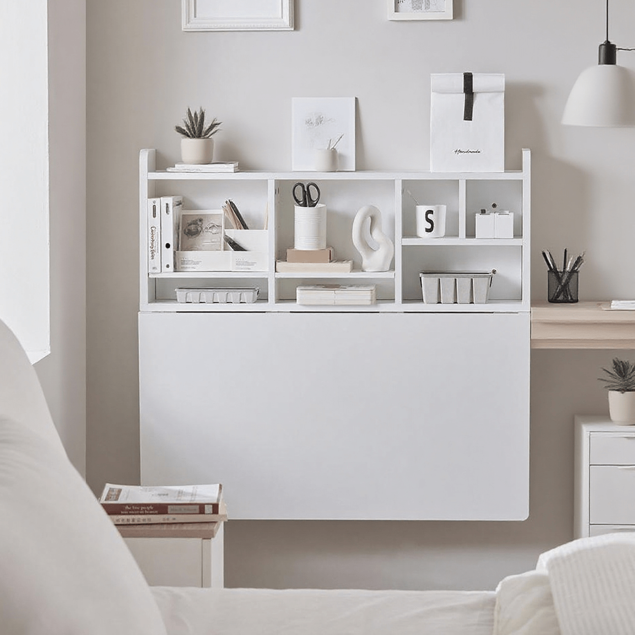Table Muraux Pliante Avec Étagère Intégrée Bureau D'ordinateur Blanc 90 X 60 X 78 Cm Sobuy FWT07-II-W