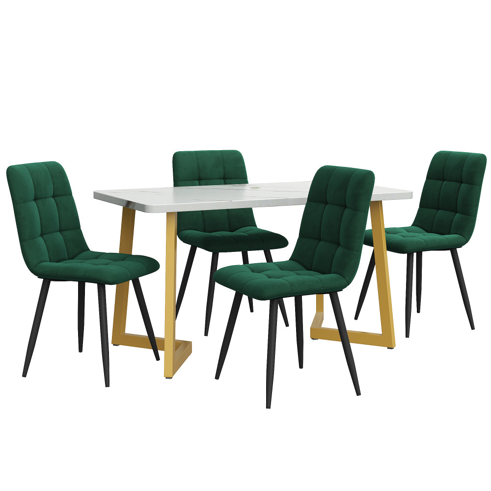 Ensemble de table et chaises de salle à manger moderne et élégant 5 pièces, meuble de salon luxueux multifonctionnel, ensemble de table et chaises en marbre de haute qualité, petite table à manger moderne avec 4 chaises, ensemble de table à manger gain d