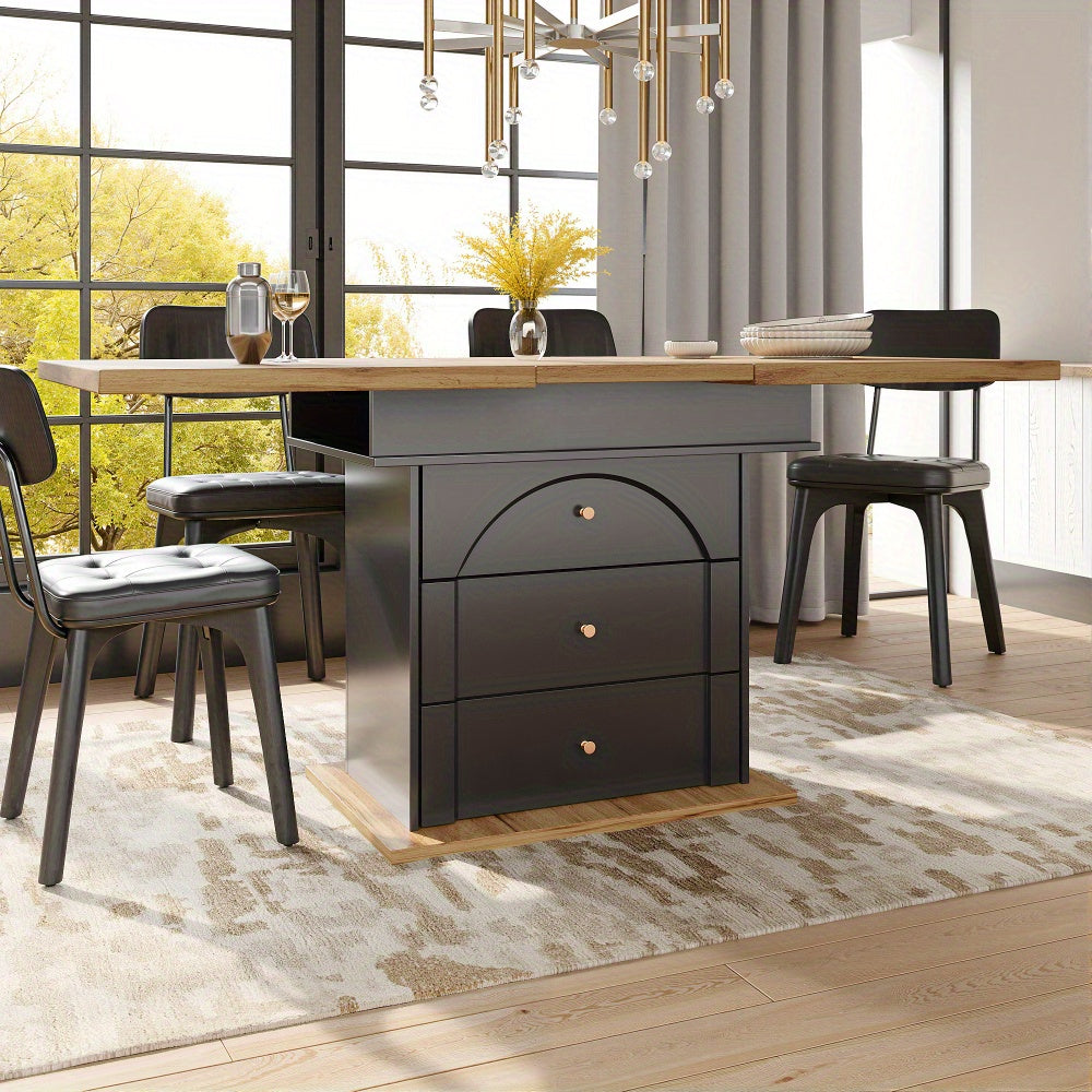 Table à manger extensible - Table de cuisine pliable gain de place avec extension, accueille 4 à 6 personnes, conception extensible robuste, assemblage facile, pour les espaces réduits, décoration moderne ou contemporaine - Noir, table à manger pour le s
