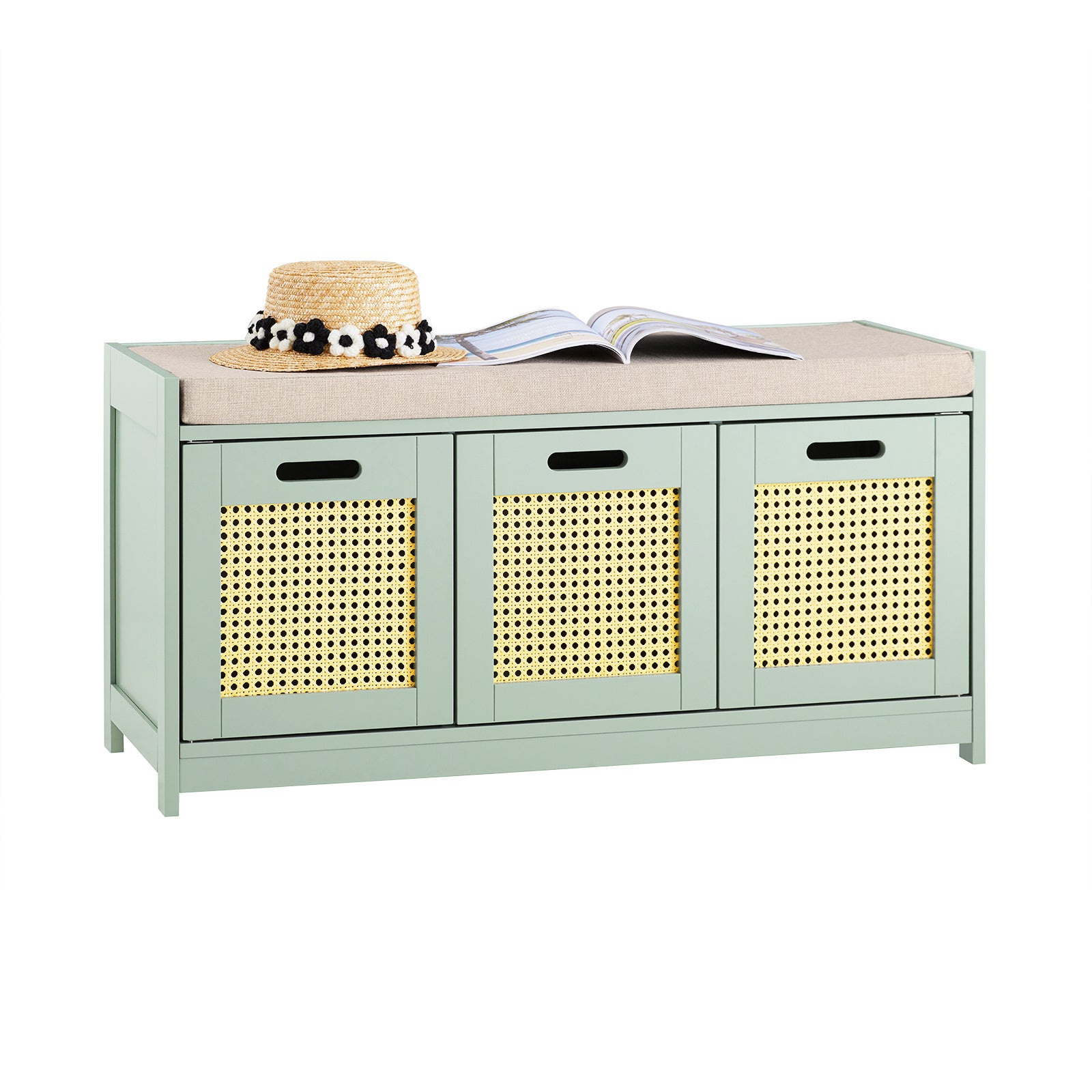 SoBuy FSR182-GR Étagère à Chaussures Économiseur d'Espace avec Tiroir et 2 Armoires, Organisateur de Chaussures pour Chambre, Charge Maximale 150 kg, 90x35x45 cm, Vert