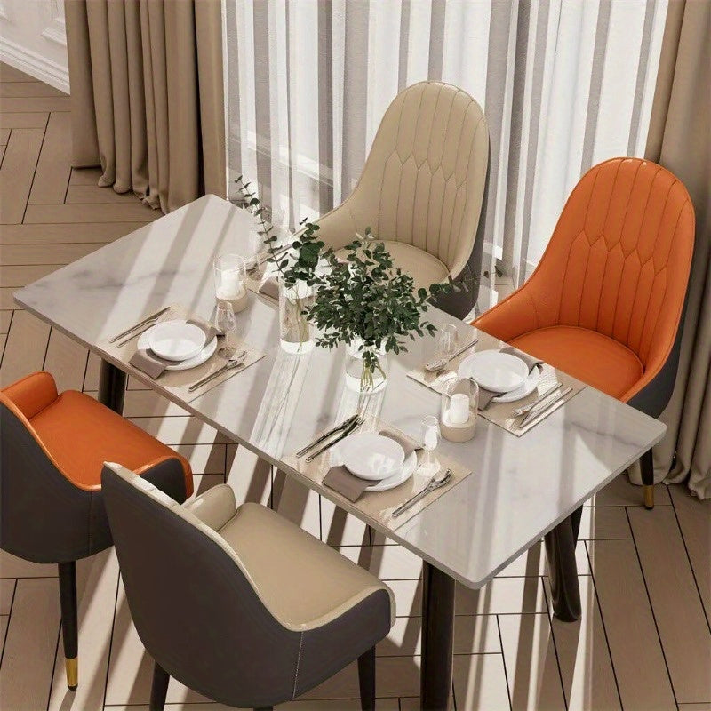 Chaises de Salle à Manger en Cuir Moderne, Fauteuil d'Accent Rembourré pour Cusine avec Garniture, Siège Pratique Haute Dossier et Pare-chocs Latérales pouvant Servir dans le Salon ou les Appartements des Restaurants & Hôtels