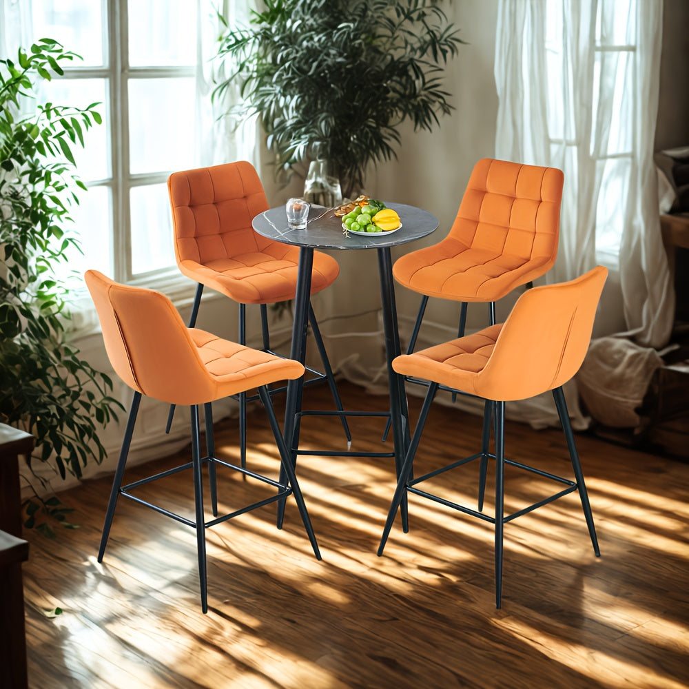 Ensemble de 2/4 chaises à dîner en velours avec dossier et accoudoirs, design scandinave vintage à motif treillis, pieds métalliques pour salon, Sièges de Salon,Mobilier de Salle à Manger pour la maison,Vintage Moderne,Style Vintage,Revêtement en Velours