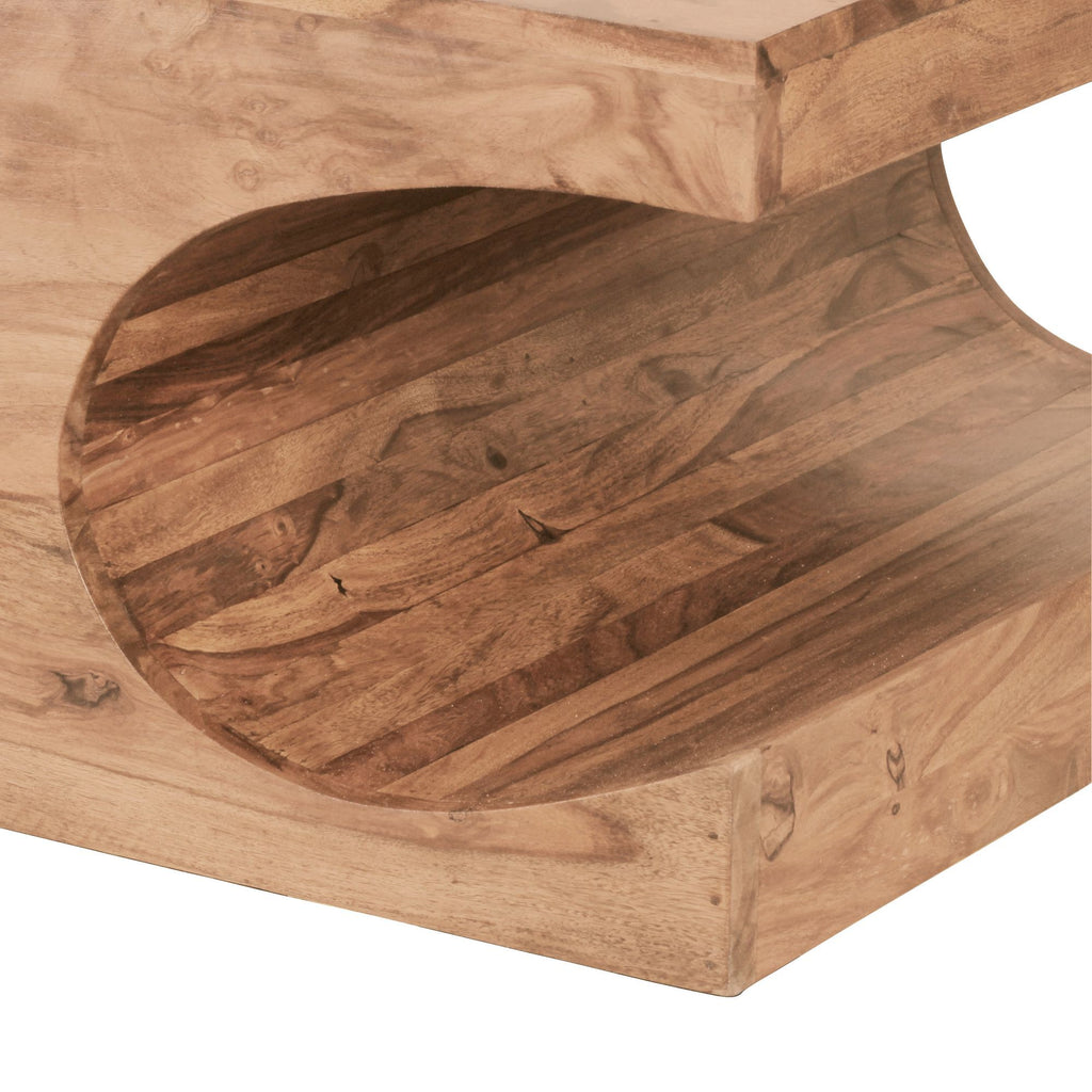 Table Basse en Bois Massif, 120 cm de Large, Table de Salon, Design Marron, Style Rustique, Table d'Appoint, Options de Couleur Disponibles