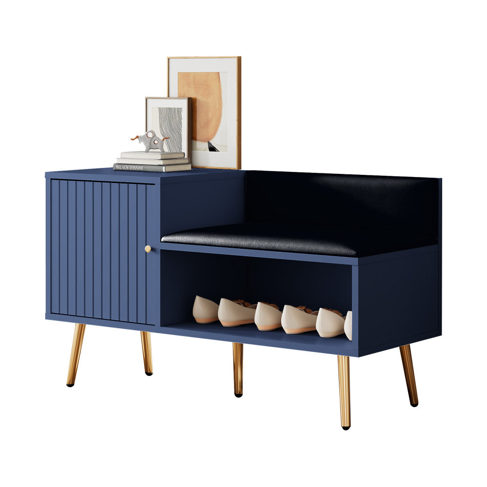 Armoire à chaussures en bois massif, armoire à chaussures de luxe simple et moderne, armoire à chaussures de porte d'entrée, banc intégré, petit espace de rangement étanche à la poussière avec espace de rangement, avec banc et dossier rembourrés - Porte-