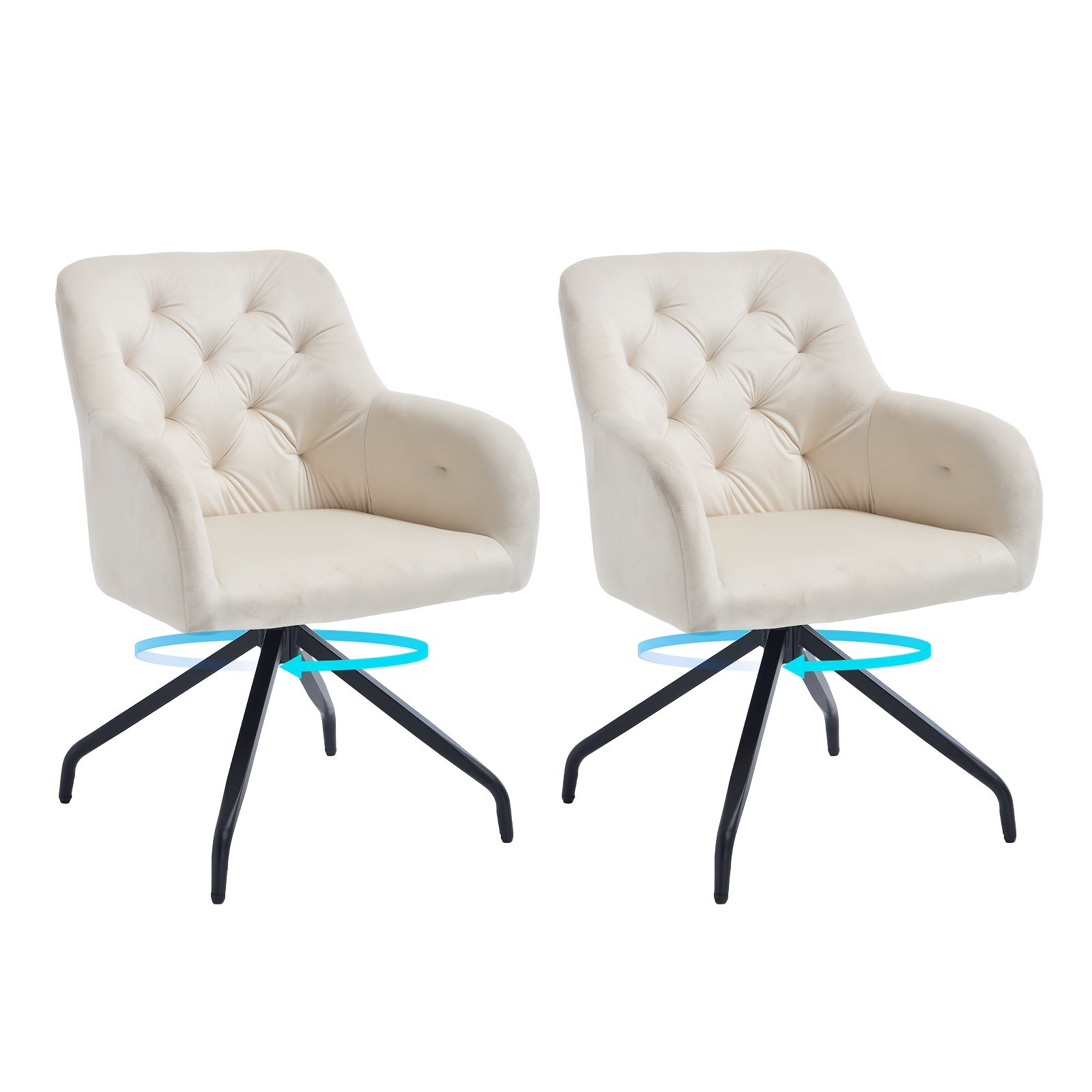 Ensemble de deux chaises pivotantes, meuble à manger confortable avec revêtement en velours et accoudoirs. Idéal pour salle-à-mangeurreuseliving ou bureau. Plusieurs options couleur, Meubles pour la Maison,Chaise Confortable,Mobilier de Salle à Manger,Me