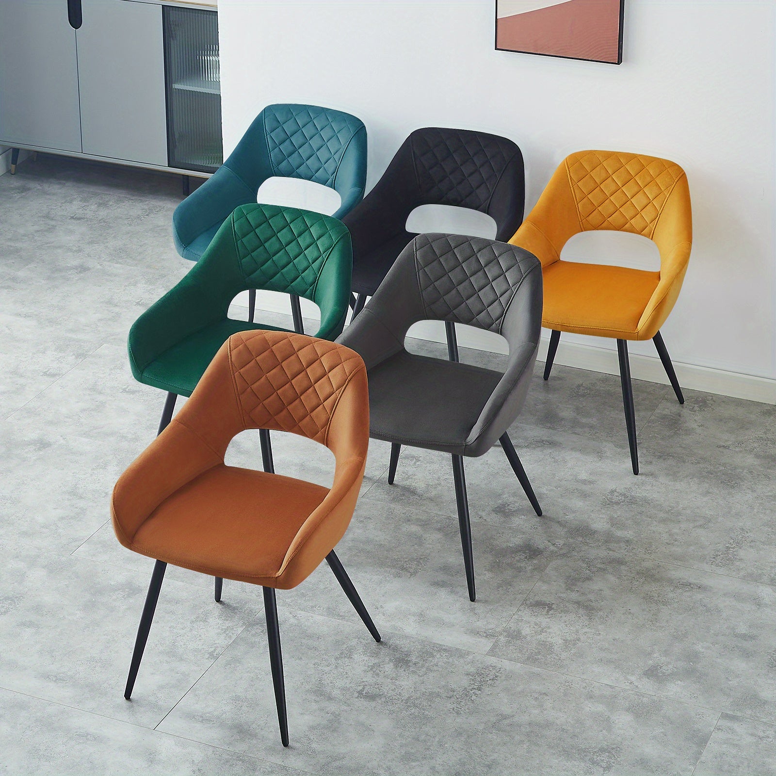 2 chaises de salle à manger avec housses en tissu, siège rembourré et dossier ouvert, design moderne, pieds métalliques, pour salle à manger, salon et cuisine, Meubles pour la Maison, Aménagement de Salle à Manger,Sièges de cuisine,Meubles Élégants,Chais