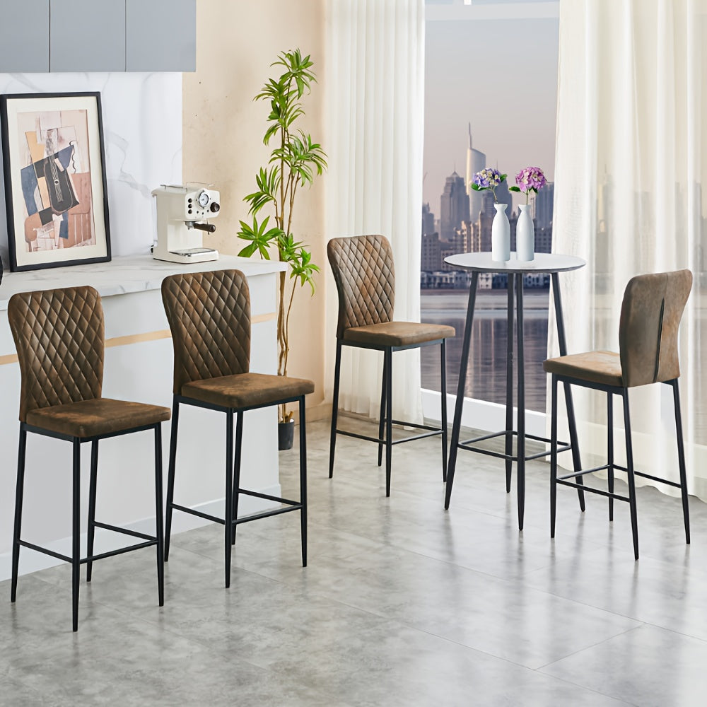 Ensemble de tabourets de bar 2/4/6, tabouret design en velours/simili suède, tabouret rembourré avec pieds métalliques, dossier et repose-pieds, idéal pour bistro, salle à manger et bar