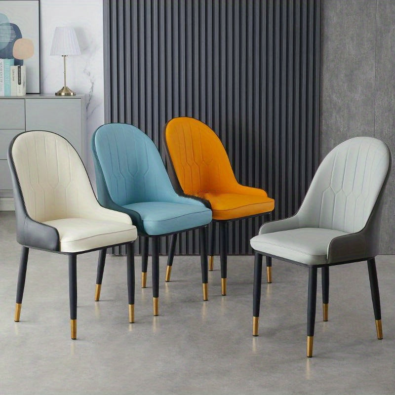 Chaises de Salle à Manger en Cuir Moderne, Fauteuil d'Accent Rembourré pour Cusine avec Garniture, Siège Pratique Haute Dossier et Pare-chocs Latérales pouvant Servir dans le Salon ou les Appartements des Restaurants & Hôtels