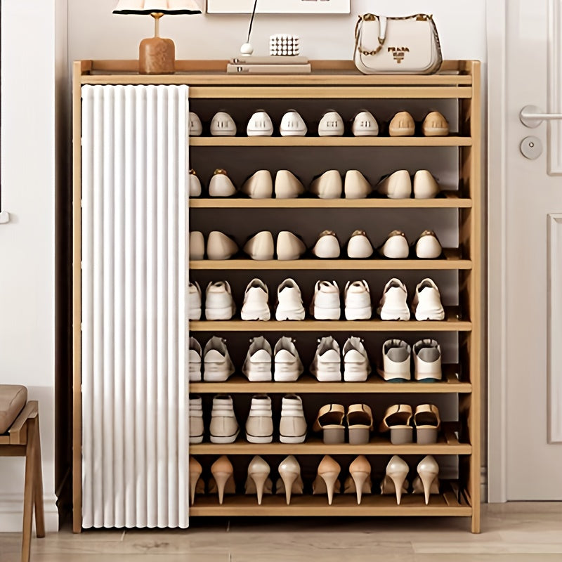 Armoire à chaussures en bambou à 6 niveaux avec portes transparentes - Organisateur de rangement d'entrée autonome, assemblage facile, design minimaliste moderne pour la chambre et la décoration intérieure, organisateur de rangement de chaussures, organi