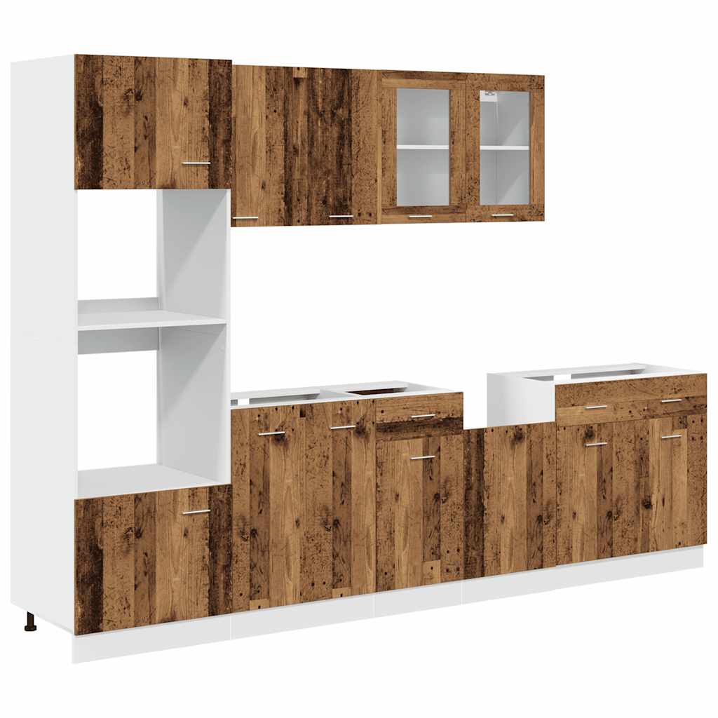 DAVAMARKETSHOP Ensemble de 7 meubles de cuisine "Lyon" en bois d'ingénierie vieilli