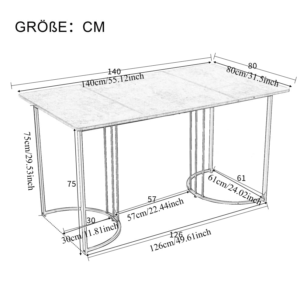 Ensemble table et chaises de salle à manger moderne 5 pièces - Table rectangulaire en bois (140 × 80 cm) avec 4 chaises en velours (assise 47 × 43 cm) et pieds réglables en hauteur, pour 4 à 6 personnes, idéal pour les réunions de famille, blanc/noir