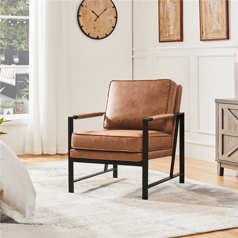 Costoffs Fauteuil de Salon Moderne Fauteuil d'appoint Design avec Coussins Rembourrés Cadre en métal Fauteuil de Lecture Confortable