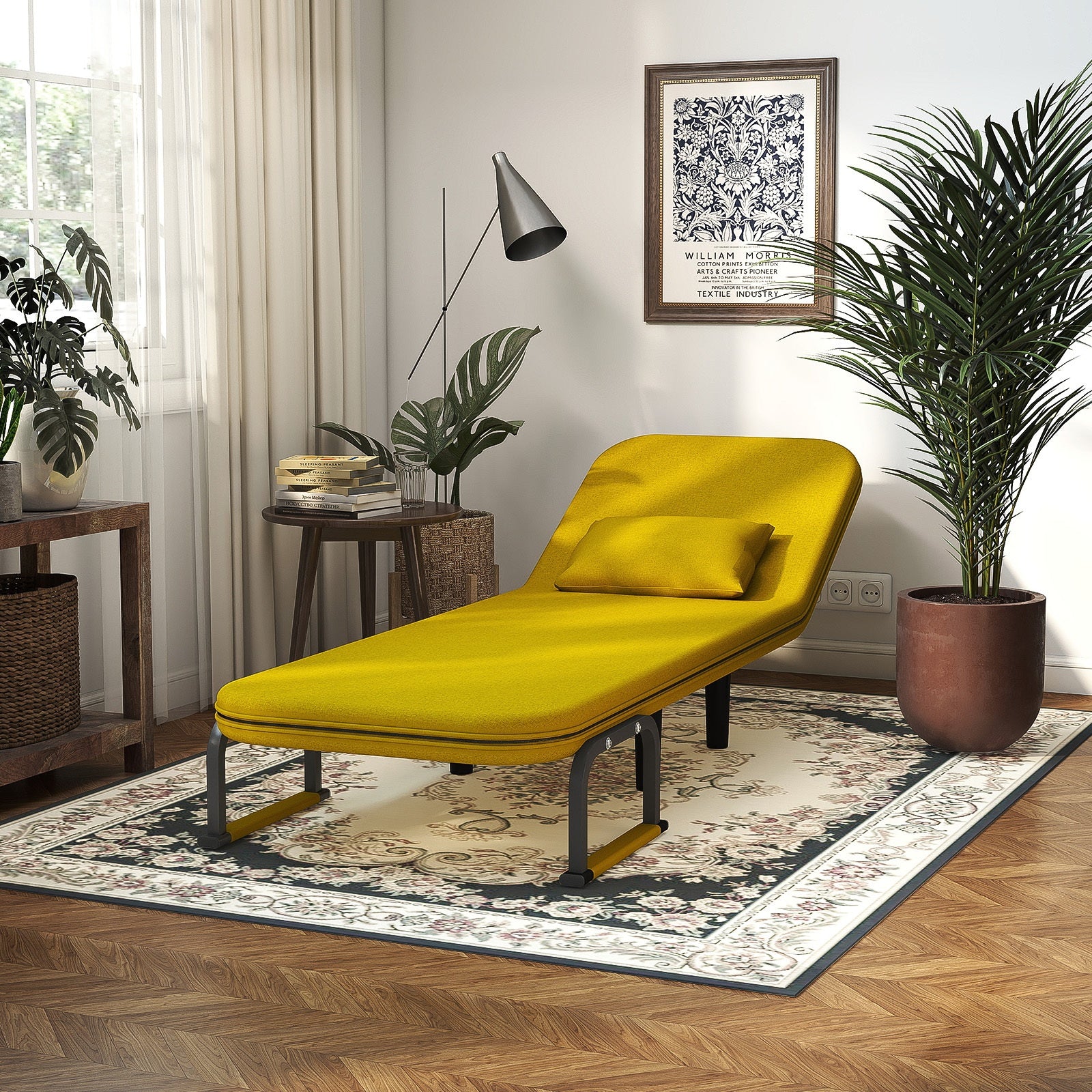 Fabulcozy Canapé-lit Convertible Réglable avec Coussins en Mousse à Memoire et Cadre Métallique - Divan Moderne Économiseur d'Espace pour Petits Appartements, Montage Facile, Disponibles en Noir, Marron, Vert, Jaune, Bleu, Gris – Idéal Salon, Chambre D’a
