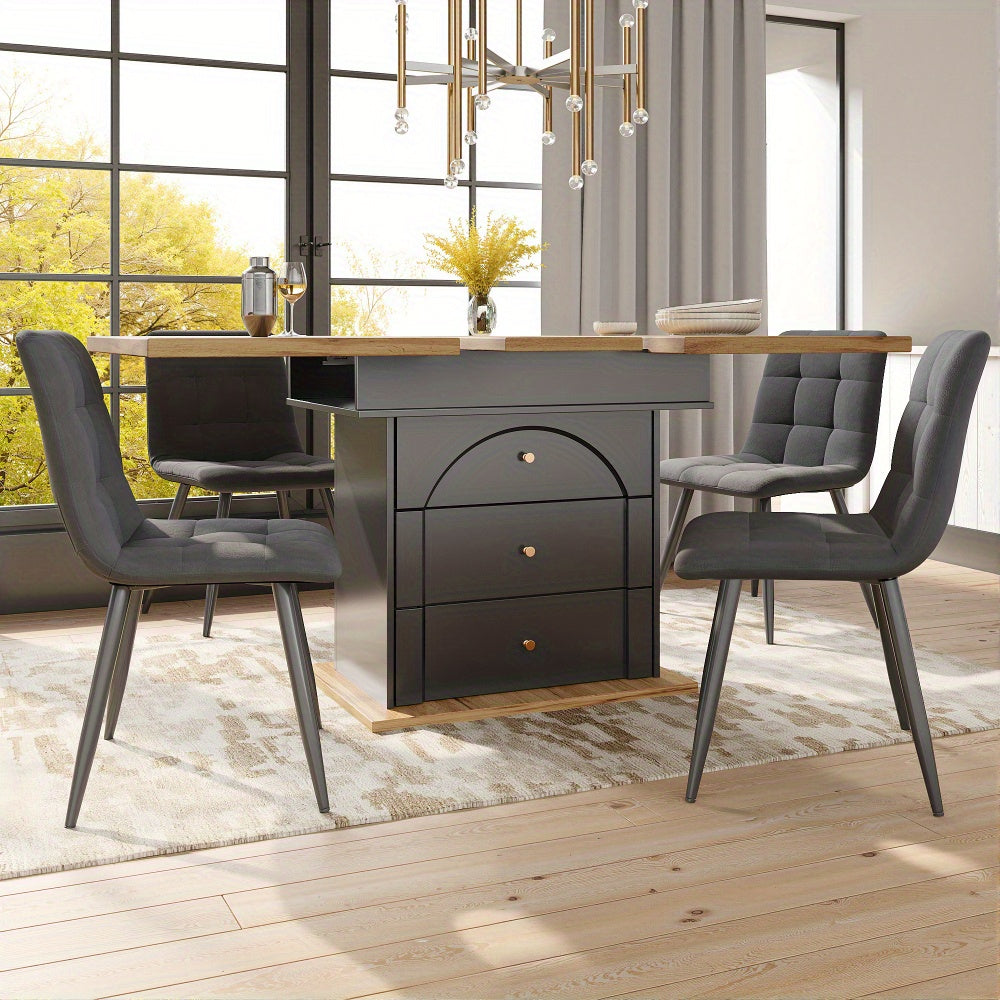 Table à manger extensible - Table de cuisine pliable gain de place avec extension, accueille 4 à 6 personnes, conception extensible robuste, assemblage facile, pour les espaces réduits, décoration moderne ou contemporaine - Noir, table à manger pour le s