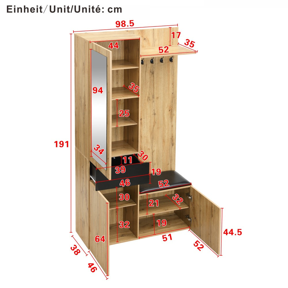 Armoire d'angle polyvalente pour la maison, étagère d'entrée simple, banc à chaussures et armoire à chaussures en un, porte-manteau de couloir, étagère multifonctionnelle pour vêtements et chaussures, deux tailles disponibles, ensemble de garde-robe simp