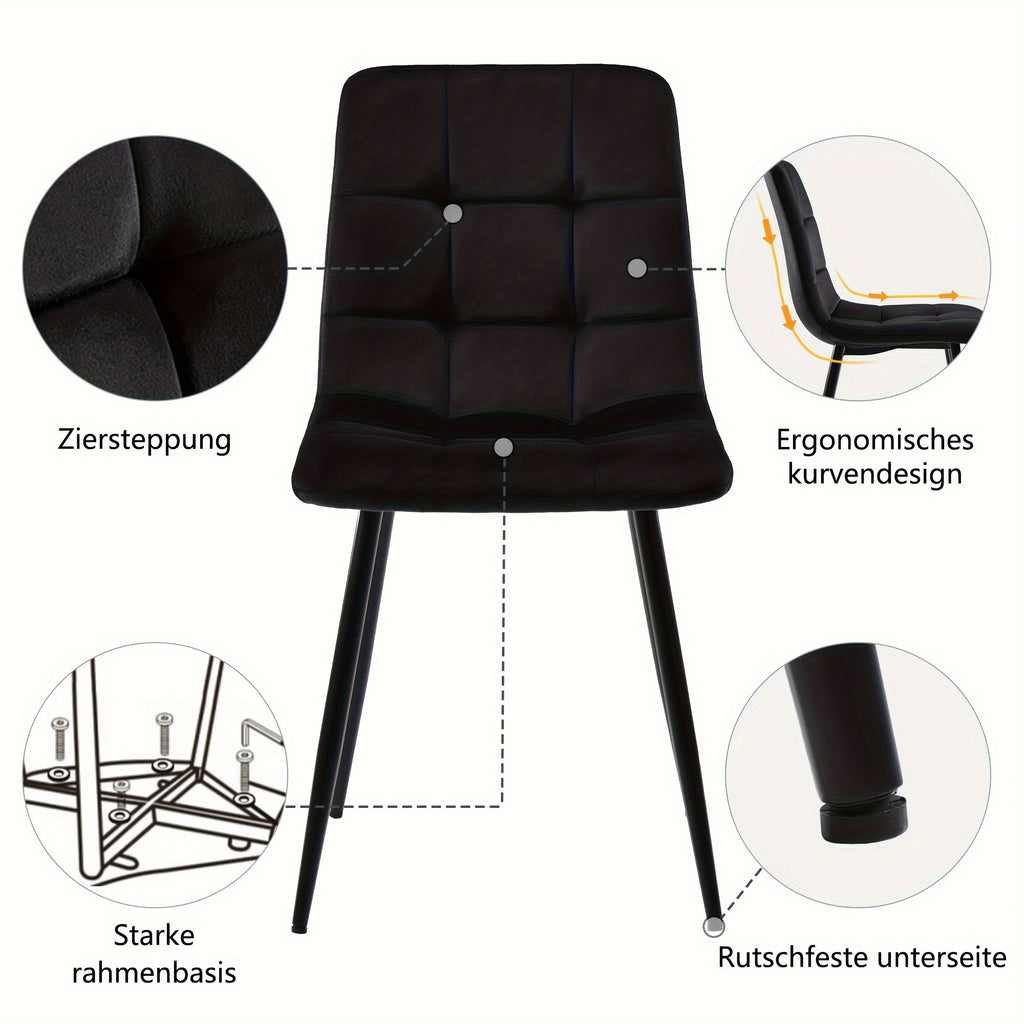 Ensemble de salle à manger moderne 5 pièces avec table ronde marron noyer et chaises en velours similaire - Table 4 places gain de place (80 cm) + table basse, construction MDF panneau fibreux & pieds métalliques, montage facile pour espaces réduits, app