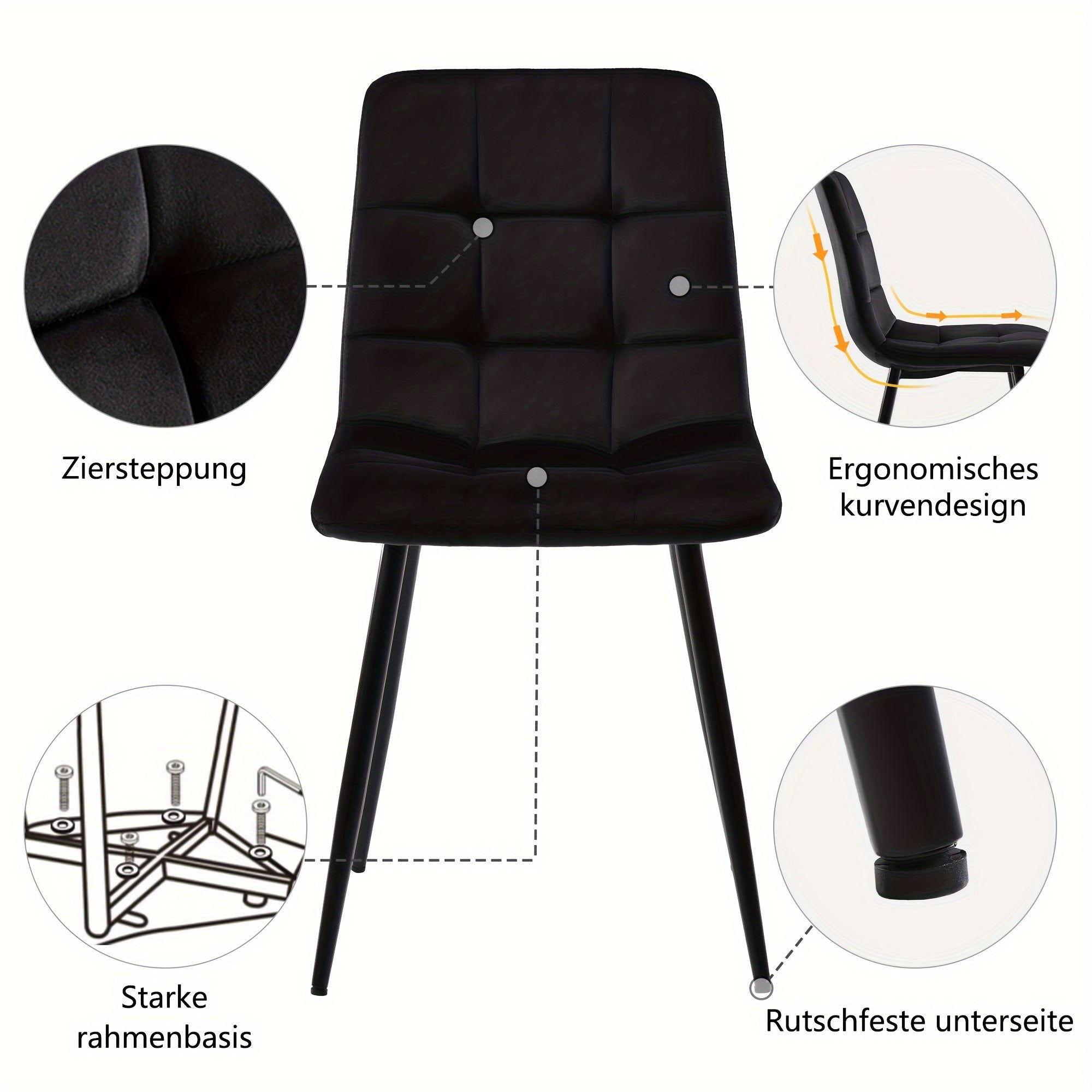Ensemble de salle à manger moderne 5 pièces avec table ronde marron noyer et chaises en velours similaire - Table 4 places gain de place (80 cm) + table basse, construction MDF panneau fibreux & pieds métalliques, montage facile pour espaces réduits, app