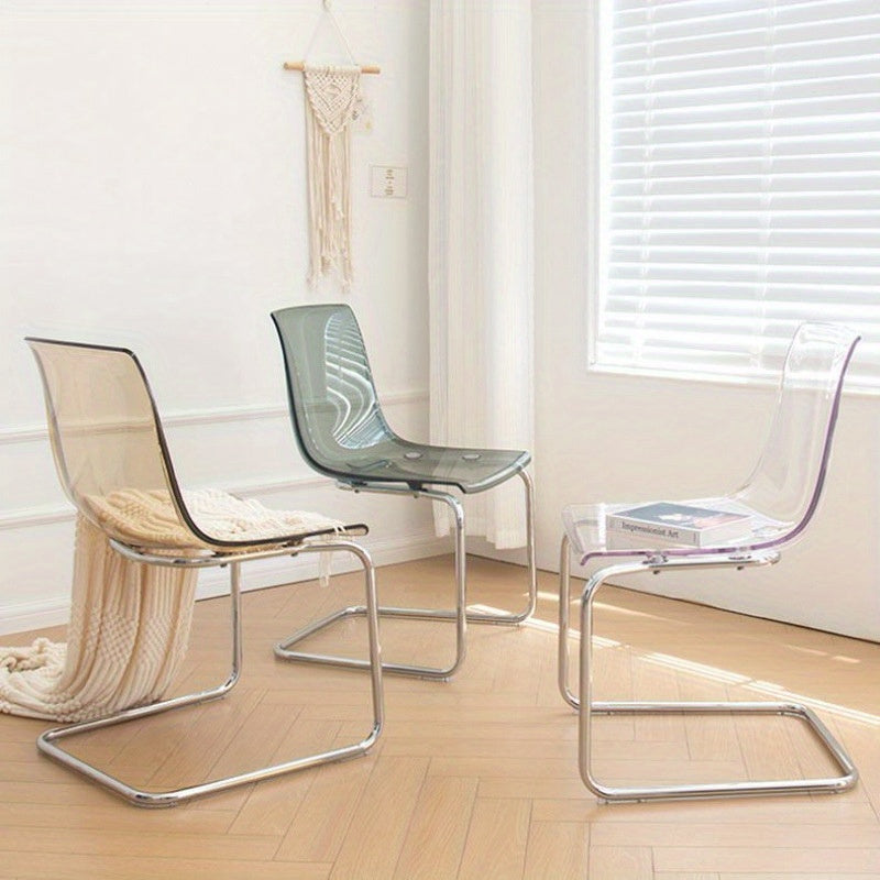 Chaise transparente minimaliste moderne, chaise de bureau, chaise de salle à manger en acrylique Tuya, chaise de salle à manger créative pour la maison, disponible en 9 couleurs, meuble de chaise, décoration intérieure, design contemporain, plastique dur