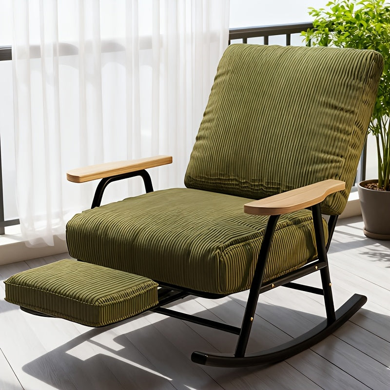 Fauteuil à Bascule Manuel - Fauteuil de Salon Robuste avec Siège Rembourré, Cadre en Bois d'Hevea Solide - Montage Facile pour Salon, Chambre ou Bureau - Finition Blanche - Design Motif Floral, Construction en Contreplaqué