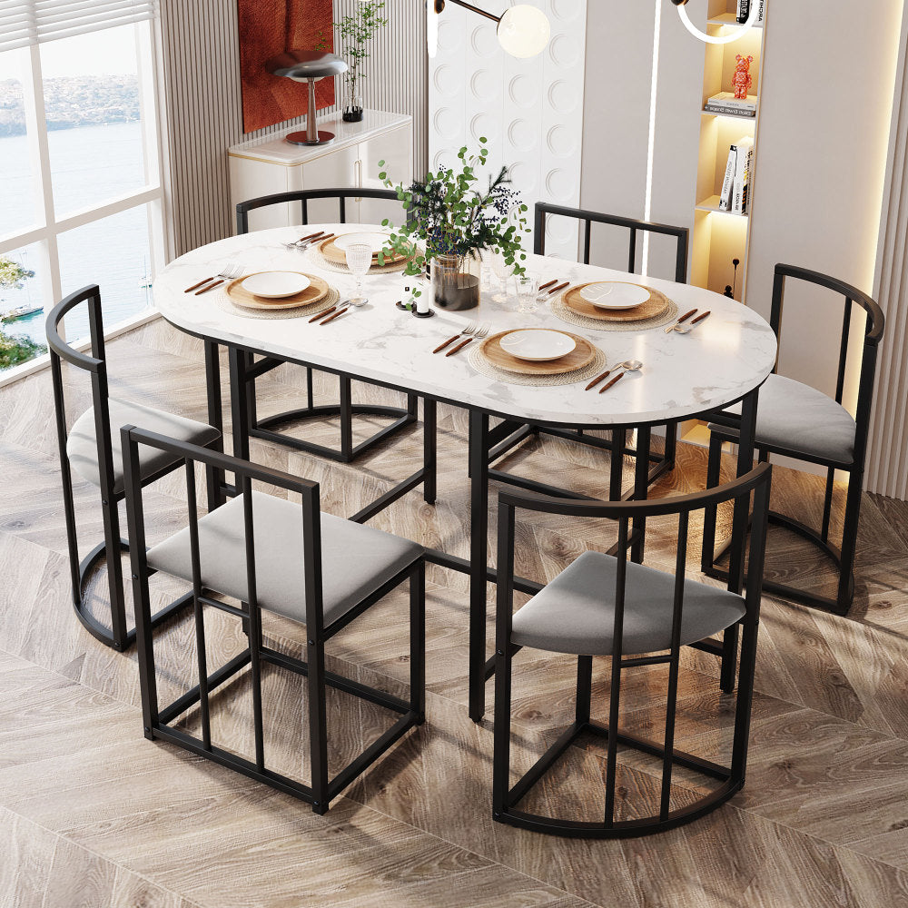 Ensemble de table à manger italienne, Combinaison de table à manger moderne, Mobilier de salle à manger minimaliste italien, Ensemble de table et chaises haut de gamme, Groupe de restaurants de luxe, Table et chaises de salle à manger français, 1 table +