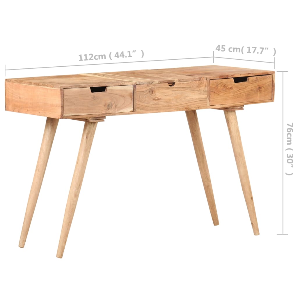 vidaXL Coiffeuse avec Miroir Table de Maquillage Table Cosmétique Chambre à Coucher Maison Intérieur 112x45x76 cm Bois d'Acacia Massif