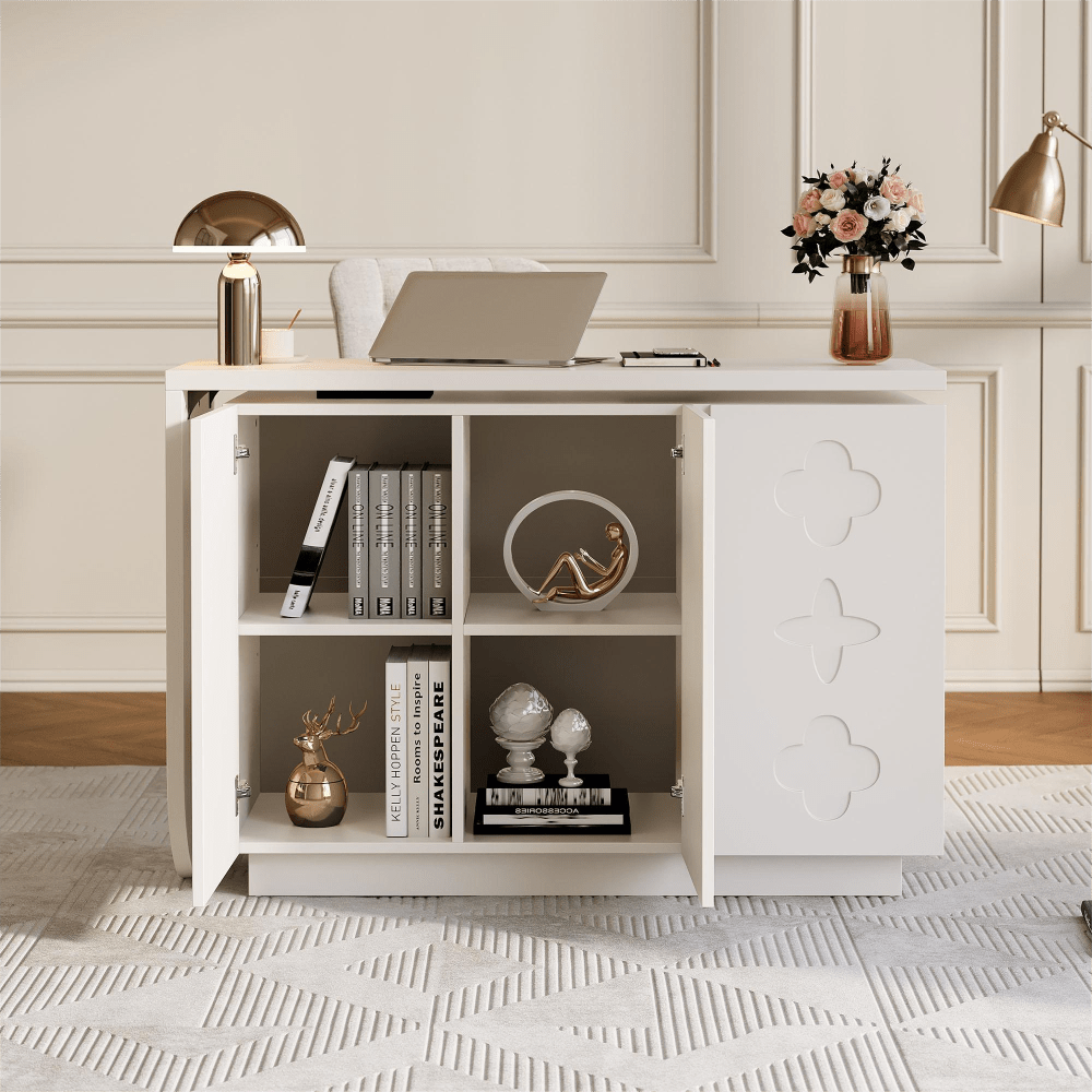 Bureau multifonctionnel simple et moderne, bureau d'ordinateur d'angle en forme de L rotatif, bureau de bureau rotatif à 360 degrés, armoire minimaliste nordique, table de rangement de petite appartement de luxe léger, table de toilette, blanc 110 cm, ta
