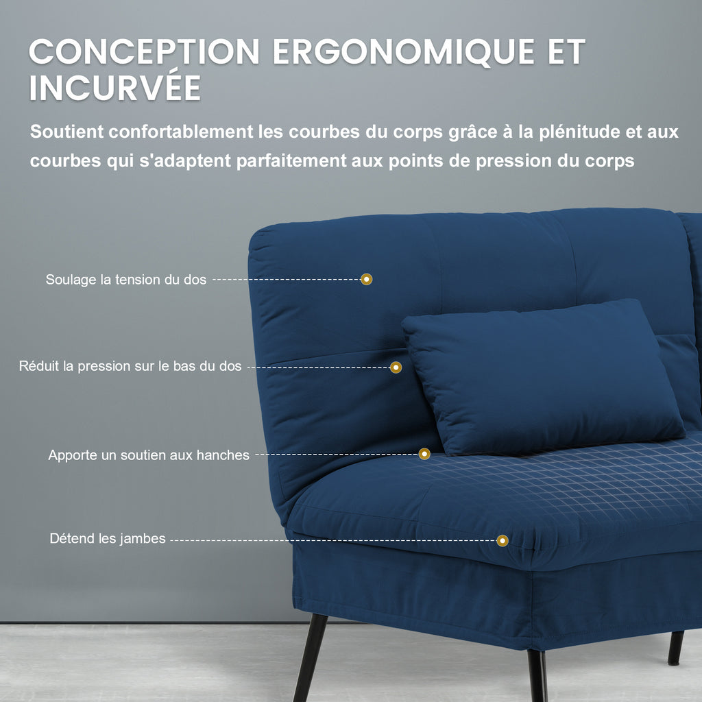 Canapé-lit avec Fonction de Couchage - Housse futon Convertible - Canapé d'angle - Canapé d'invité 3 Places - avec Dossier réglable en Tissu