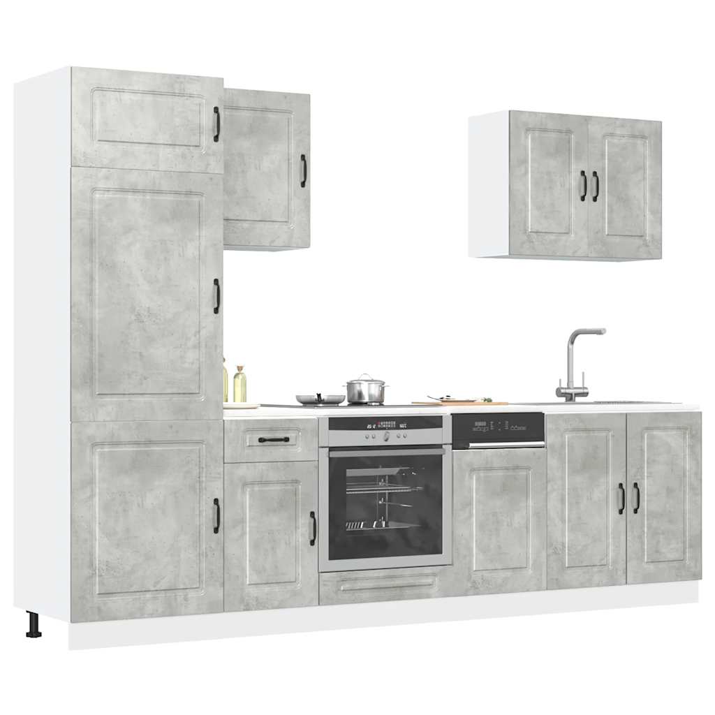 Ensemble d'armoires de cuisine 7 pièces, Rangement de cuisine gris moderne, Placards en bois d'ingénierie, Organisateur d'armoire peu encombrant, Armoire de cuisine durable, Solution de cuisine élégante pour la maison, Ensemble d'armoires facile à assemb