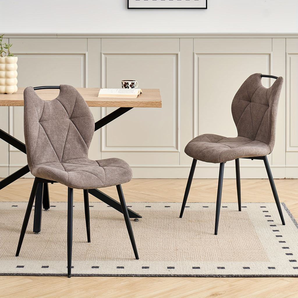 EGOONM Ensemble de 4 chaises de salle à manger, chaises de cuisine rembourrées avec dossier à volant et poignée, chaise basse moderne en tissu avec pieds en métal pour chambre à coucher, salon, appartement, chaises pour salon, ensemble table et chaises d