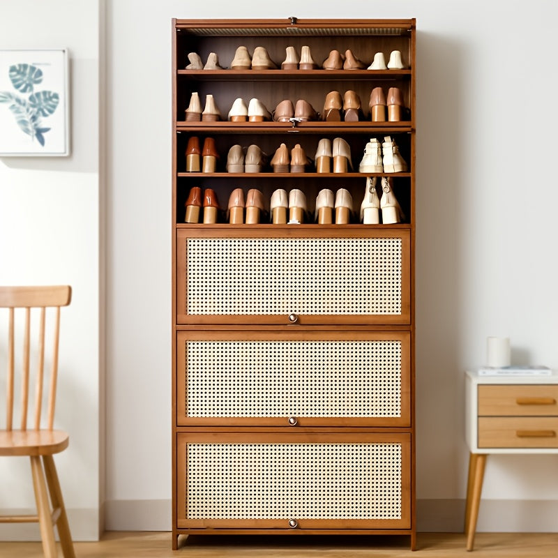 2025 Nouveau modèle de grand bac à chaussures en bambou - Organisateur d'entrée à plusieurs niveaux avec trous de ventilation, conception solide pour un usage intérieur/extérieur, rangement peu encombrant pour chaussures, bottes, baskets, organisateur de
