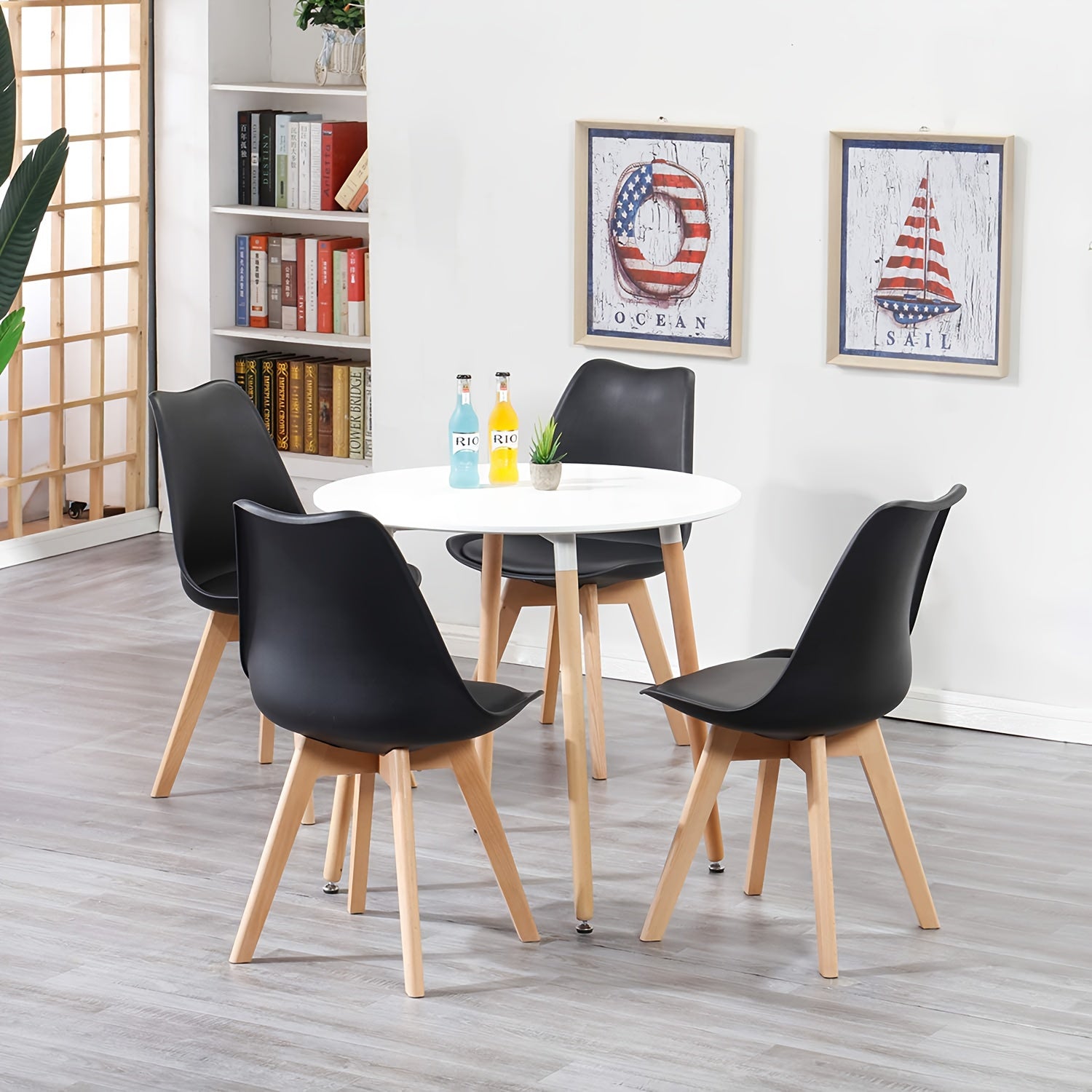 Ensemble de 4 chaises de salle à manger EGOONM, chaise de cuisine moderne avec coussin rembourré et pieds en hêtre, idéale pour la salle à manger, la cuisine, le salon, la chambre à coucher