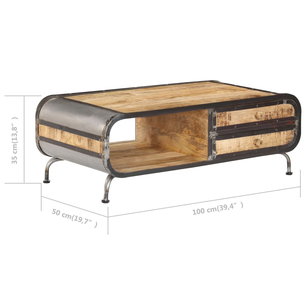 vidaXL Table Basse Meuble Table de Canapé Salon Séjour Bois de Manguier Massif
