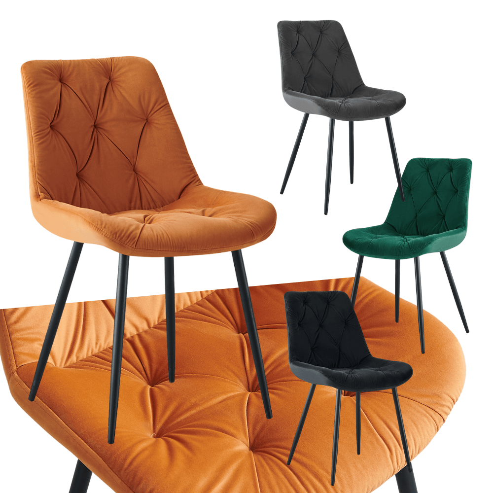 Ensemble de 2/4 chaises de salle à manger en velours avec dossier épais, pour salle à manger, salon, cuisine et chambre à coucher