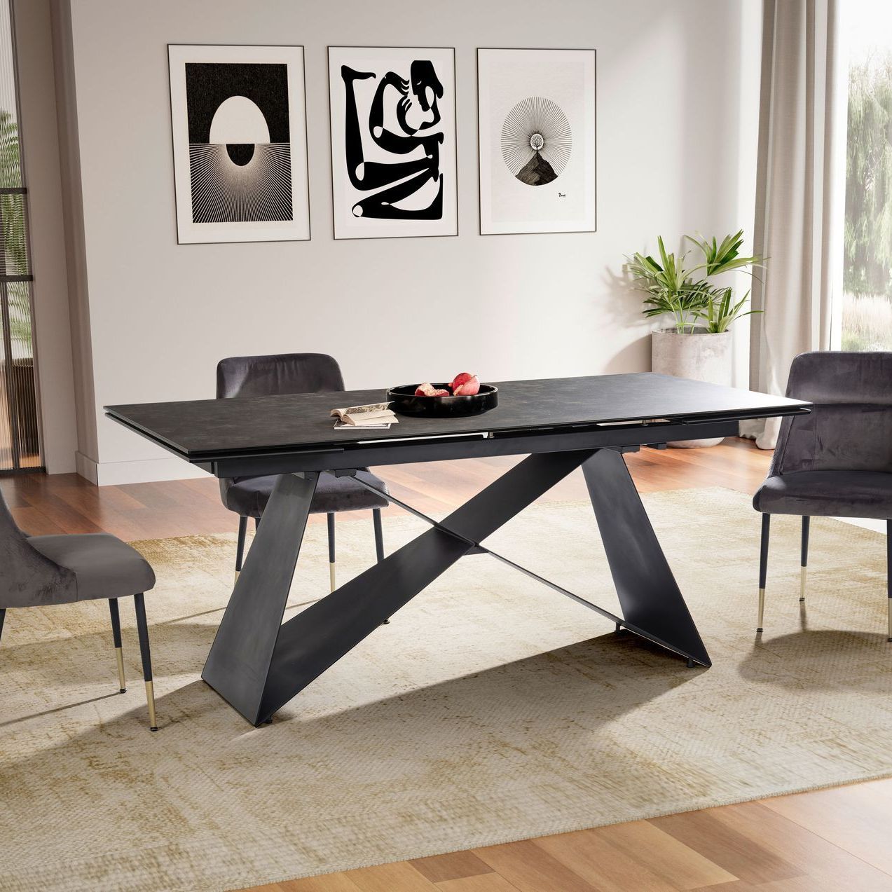 Table à Manger Extensible 180 - 260 cm, Verre Céramique, Grande Table Céramique, Table de Cuisine Rectangulaire Design, Table à Manger Extravagante avec Pieds Métalliques