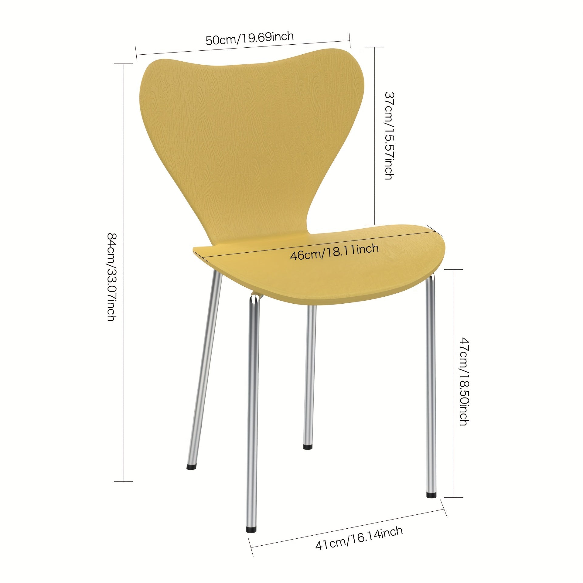 Ensemble de 4 chaises de salle à manger avec dossier en plastique, chaise scandinave avec pieds en métal, chaise de bureau, chaise de salon pour cuisine, réunion, chambre