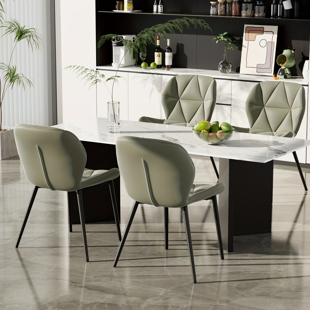 Ensemble de 2 chaises de salle à manger rondes modernes du milieu du siècle - Bouclé rembouré avec dossier courbé et pieds en métal, assemblage facile, chaises contemporaines pour cuisine et salon, cadre en métal durable et tissu bouclé doux, polyvalent