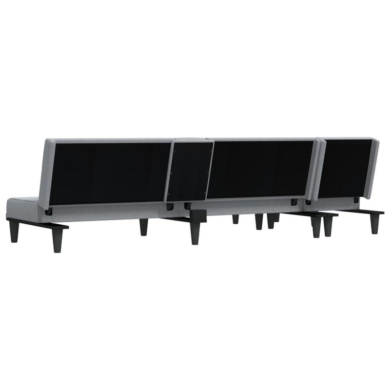 Canapé-lit Modulaire en Forme de L avec Lit Extractible - Gris Clair, Structure en Bois Massif et Montage Facile, Design Économiseur d'Espace pour Salon ou Chambre d'Invités - Mobilier Minimaliste (255x140x70cm