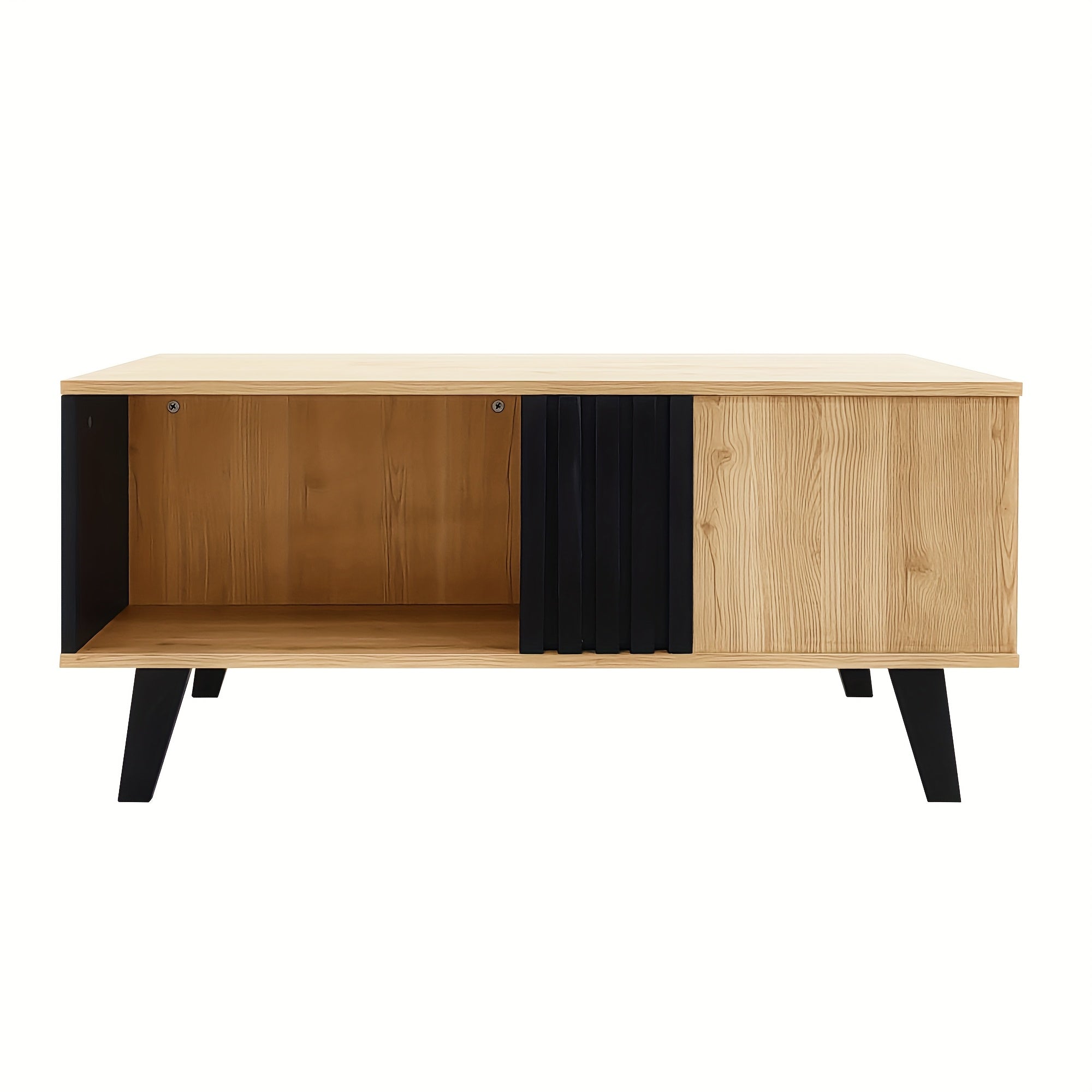 Table Basse Moderne en Bois Noir et Teinté avec Tiroir - Unité de Rangement en Bois Dur Gain de Place pour Salon, Entrée ou Chambre à Coucher, Design Minimaliste avec Étagères en Verre et Solution de Stockage Élégante, Table Basse pour Salon