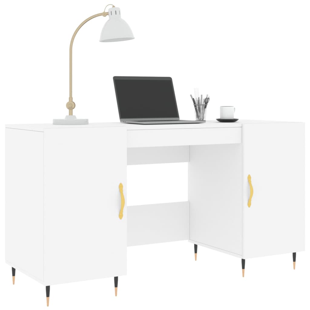 Bureau Blanc 140X50X75 Cm en Bois | Bureau d'Ordinateur Moderne avec Grande Surface de Travail | Bureau à Domicile | Bureau en Blanc | Cadre de Bureau Stable | Bureau Peu Encombrant | Meuble d'Étude | Bureau Réglable en Hauteur (En Option) | Solution de