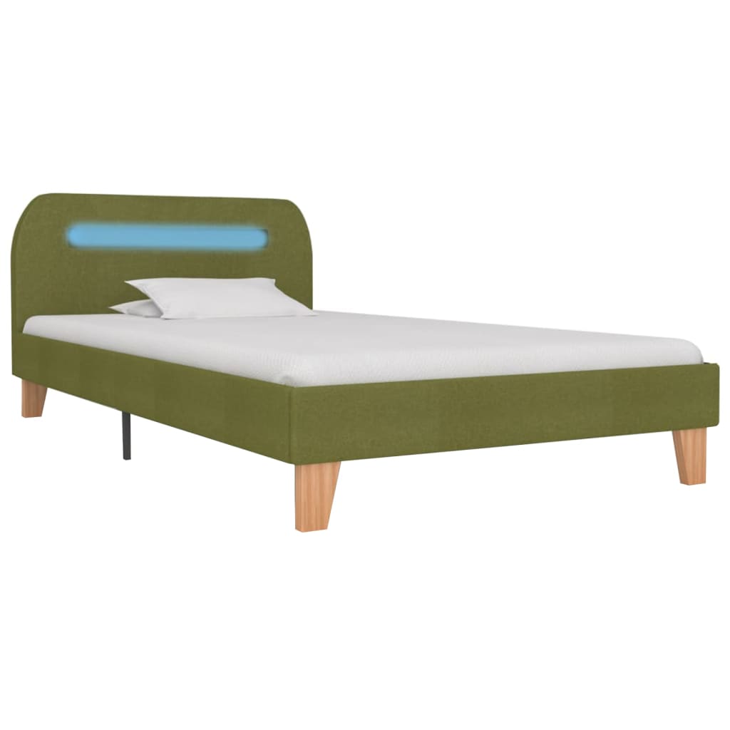 vidaXL Cadre de lit avec LED sans matelas vert tissu 90x200 cm