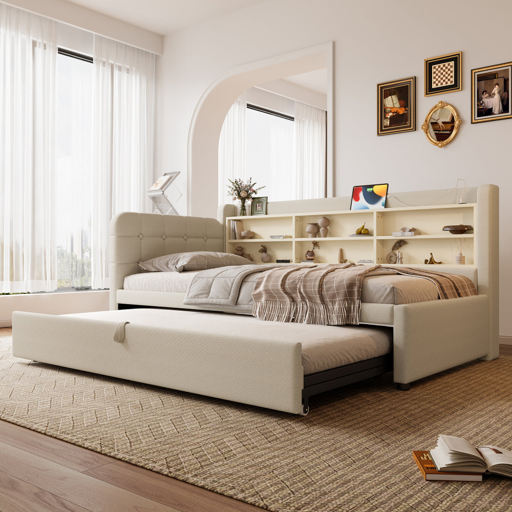 Lit escamotable multifonctionnel, lit de jour en lin, lit double moderne minimaliste, canapé-lit décontracté pour salon, lit à panneau escamotable caché, canapé-lit 90 x 200 cm extensible à 180 x 200 cm, lit double multifonctionnel avec rangement, adapté