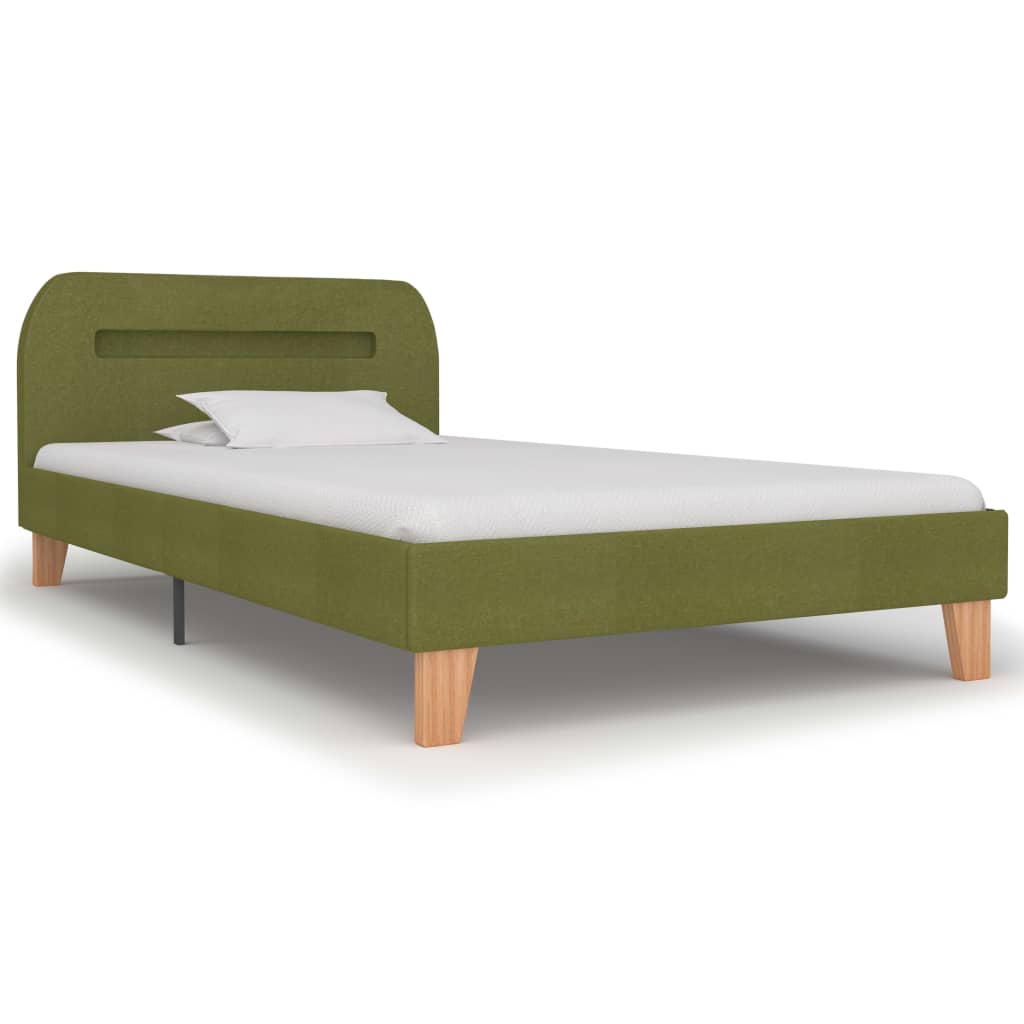 vidaXL Cadre de lit avec LED sans matelas vert tissu 90x200 cm
