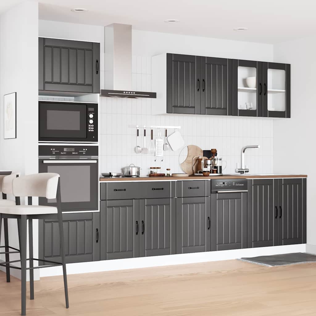 Ensemble d'armoires de cuisine 7 pcs Kalmar bois d'ingénierie Armoire，Buffet，Tiroir(s) Meuble Grand espace de rangement avec multiples composants ; Anti-graisse / anti-humidité et étanche ; Montage facile ; Matériaux durables et robustes, sans déformatio