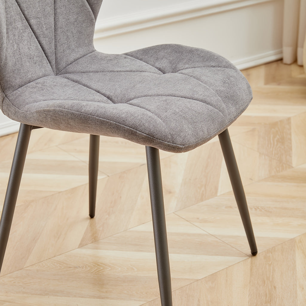 EGOONM Ensemble de 4 Chaises à Manger Style Mid-Century Moderne - Tissu Lin Gris Foncé avec Pieds en Acier Noir, Dossier Ergonomique et Sièges Rembourrés, Hauteur Réglable pour Salon, Cuisine ou Salle à Manger – Solides & Confortables, Faciles d'Entretie